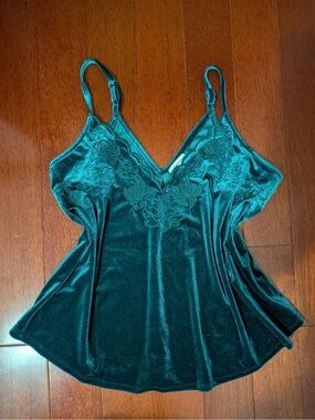 Love on a Hanger Teal Velvet Lace Camisole Top Medium